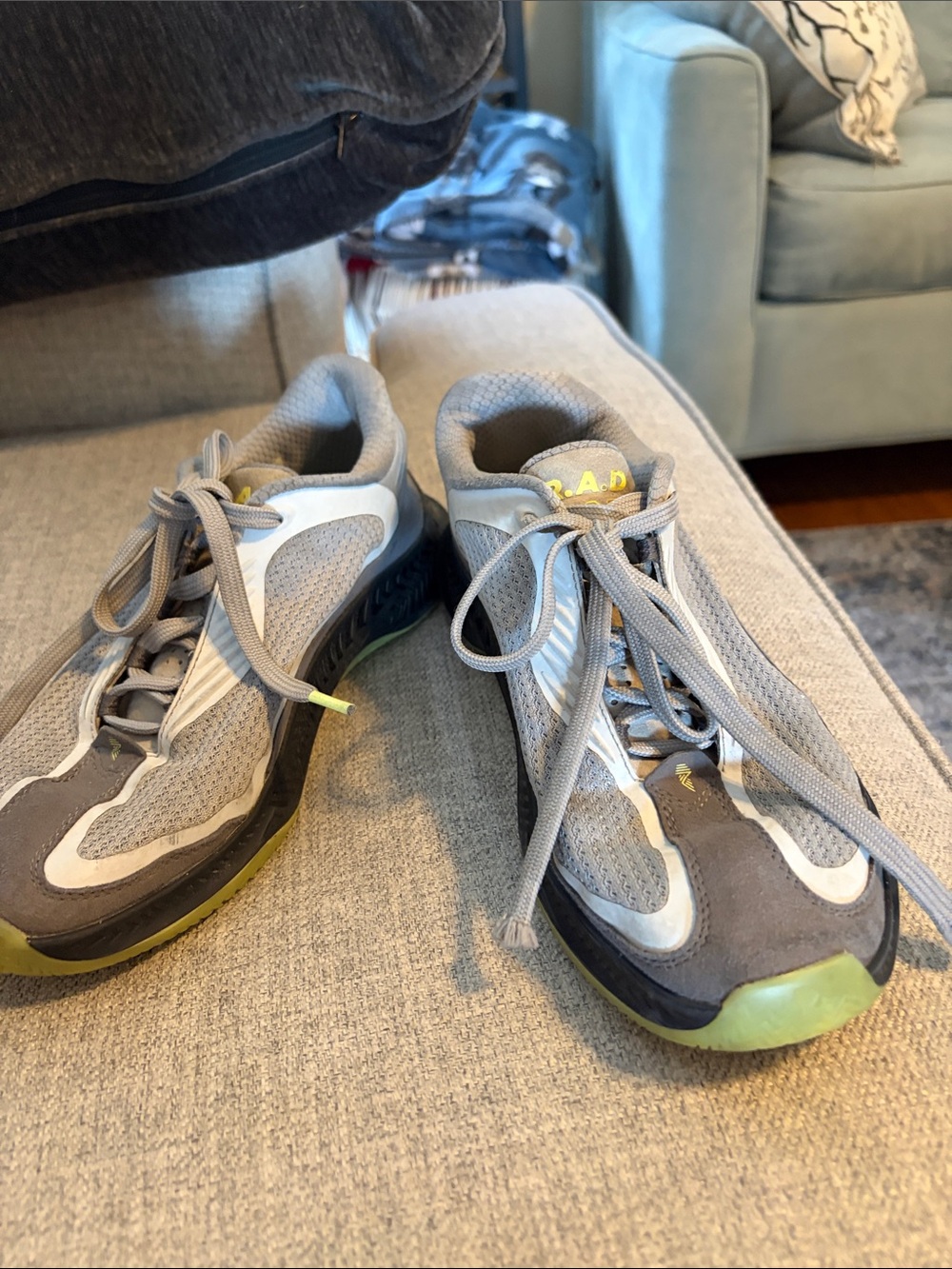 Women’s Gray Athletic Sneakers with Lime Accents